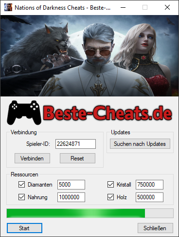 Cheats für Nations of Darkness - mehr Diamanten